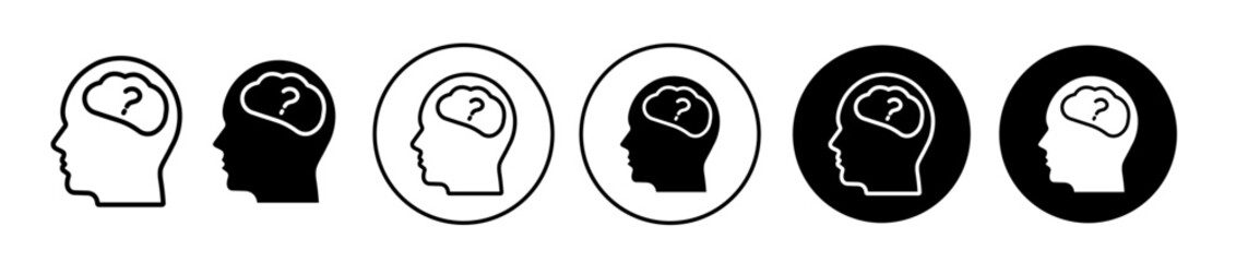 Curious mind icon set. Curious mind vector symbol in black filled and outlined style.