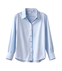 Light-blue, button-down, long-sleeve shirt, on hanger