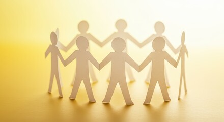 United Circle of Humanity: A captivating circle of paper cut-out figures, representing a diverse group of individuals united in solidarity and collaboration.