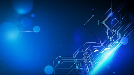Abstract blue circuit board technology background with microchips