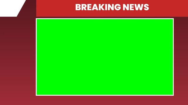 Breaking news broadcast animation with bold headline text on green screen background for TV  media  and journalism.