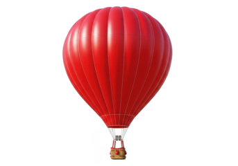 Bright red hot air balloon isolated on transparent background