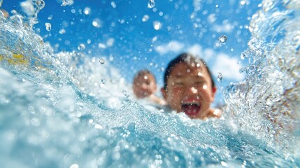 Children playing in water splashes