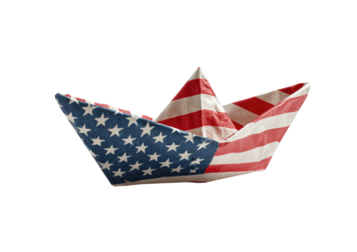A paper boat crafted from the American flag (2)