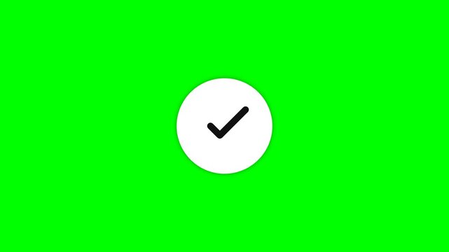 Green screen checkmark symbol animation illustrating approval  confirmation  and validation concepts for media and business use.