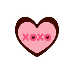 Chocolate Heart XOXO Icon for Valentine&rsquo;s Day, Love, and Sweet Gift Design