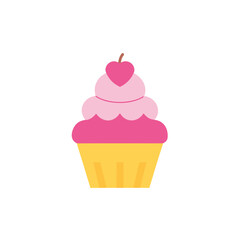 Pink Cupcake Dessert Icon for Valentine&rsquo;s Day, Love, and Sweet Celebration Design