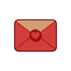 Red Love Letter Envelope Icon for Valentine&rsquo;s Day, Romance, and Romantic Message Design