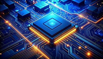 High-tech circuit board with central processor