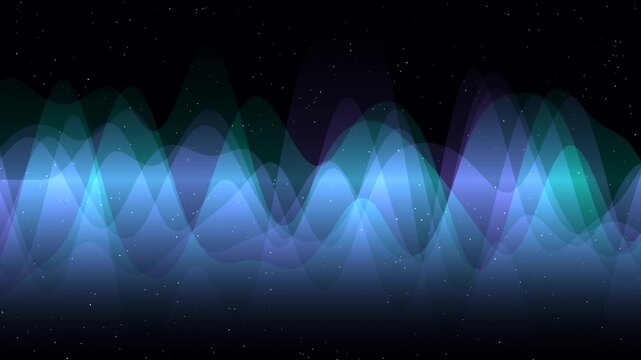 Beautiful Aurora Borealis northern lights animation across the night sky with glowing colors and flowing energy.