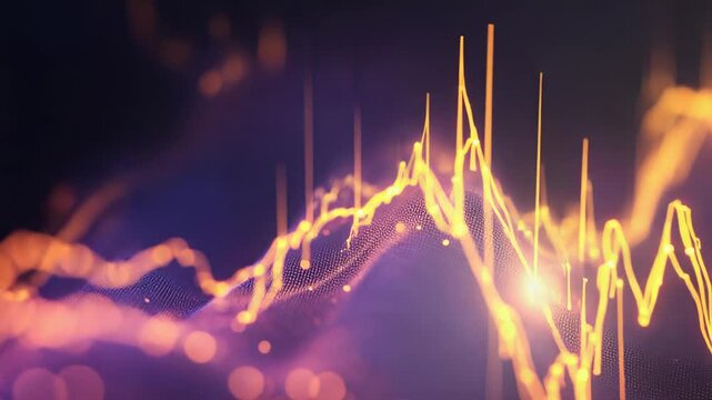 Glowing financial chart showing market volatility and data analysis