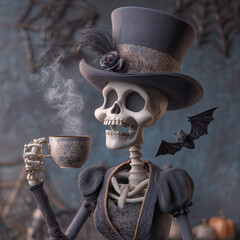 Halloween celebration, ghosts, Halloween, Halloween greeting cards, pumpkin, candy carriage, witch,ghost with phone, ghost with laptop, ghost working on Halloween