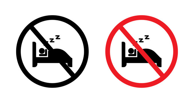 Sleepover ban signs set. vector illustration