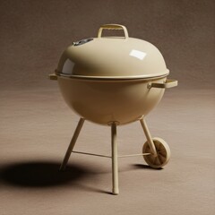 A classic round charcoal kettle barbecue grill with a lid and legs isolated on white background