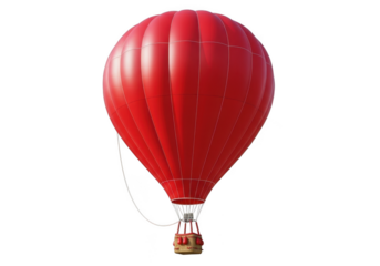 Bright red hot air balloon isolated on transparent background