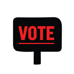 "Vote Sign Icon – Black and Red Vector Illustration Featuring Bold Uppercase Text and Underline – Representing Civic Engagement, Elections, and Political Awareness – Ideal for Campaign Graphics, UI/UX