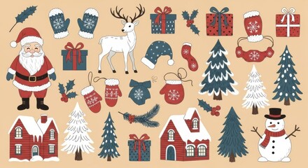 Pixel Art Christmas Elements Collection Festive Holiday Illustrations