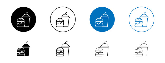 Hamburger and soft drink cup icons set. vector illustration