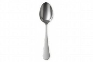 Realistic metallic spoon isolated on transparent background, ideal for food and dining visuals