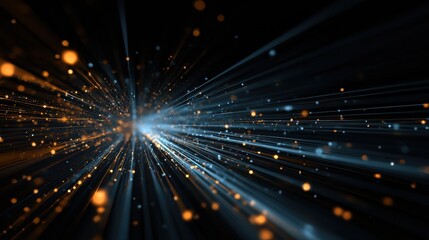 Naklejka premium Dynamic light rays burst through a dark space, creating a mesmerizing visual display of color and motion