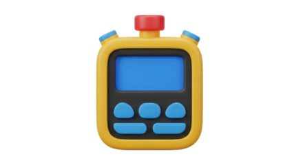 Isolated Timer with Display and Buttons, Cartoon Style, Sporting Equipment Object