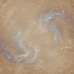 Fototapeta premium Ancient parchment texture with cosmic galaxy constellation overlay