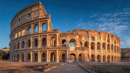 Obraz premium Exploring the majestic architecture of the Colosseum in Rome during golden hour light