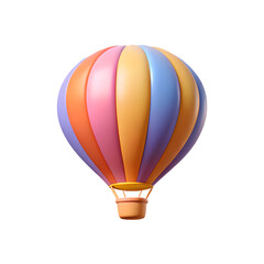 Naklejka premium 3D Hot Air Balloon Glossy Colorful Minimal Elegant Transparent PNG