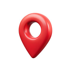 3D Location Pin Red Glossy Travel Symbol Transparent Background