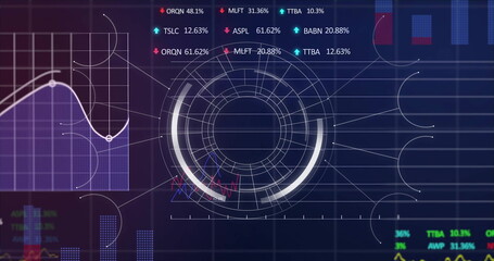 Displaying circular HUD element in dashboard, showing line chart, percent labels, zigzag subgraph