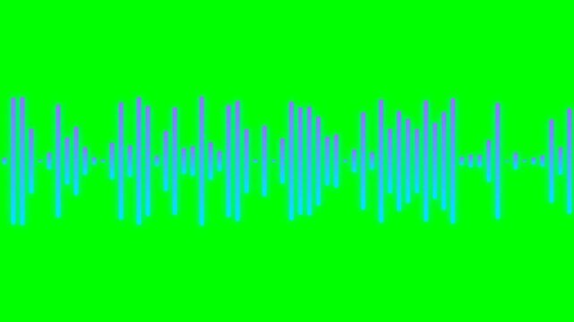 Digital audio spectrum animation on green screen background symbolizing sound  music  radio  and equalizer visuals.