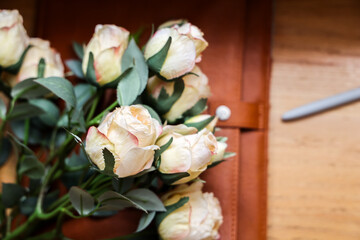 journal and roses