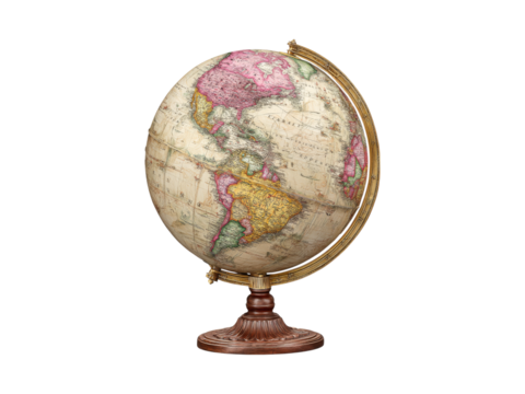 Antique globe world map vintage geography travel exploration, Isolated On white, Png Transparent