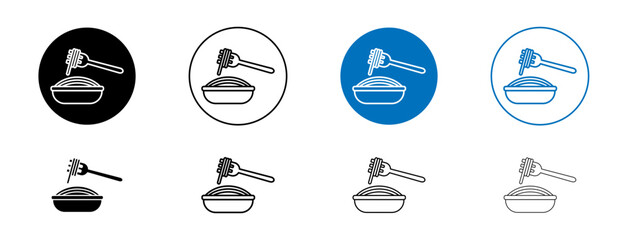 Spaghetti icons set in black and blue colors on white background