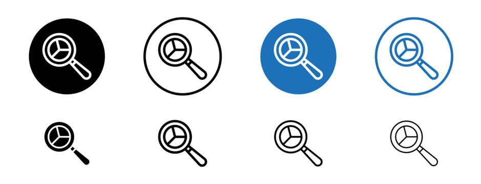 Prediction icons set in black and blue colors on white background