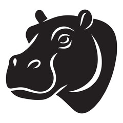 Obraz premium Black hippopotamus head profile animal wildlife