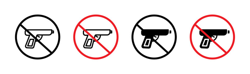 No gun icons set in black and blue colors on white background