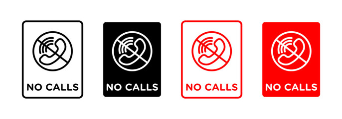 No call sign icons set in black and blue colors on white background