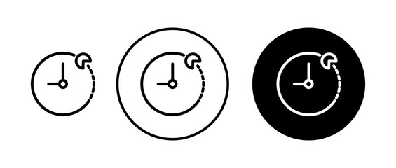 Less time icons set in black and blue colors on white background