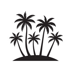 Obraz premium Black palm trees on white background tropical silhouette