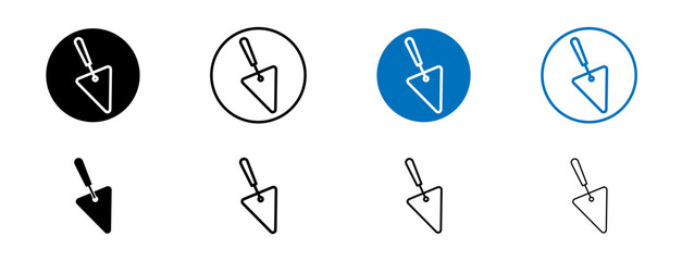 Trowel icons set in black and blue colors on white background