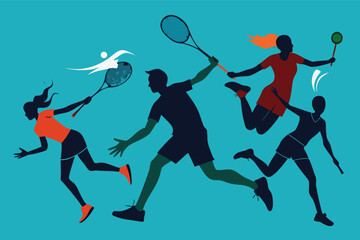 Players engaging in dynamic racket sports against a bright backdrop