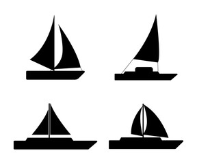 Sail boat vector silhouette bundle