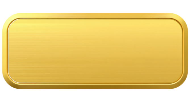 Gold rectangular plate, polished smooth surface, beveled edges