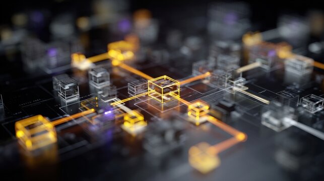 A visualization of a supply chain map illustrating the flow of carbon credits linked to different manufacturing processes all verified through blockchain in a userfriendly MES interface.