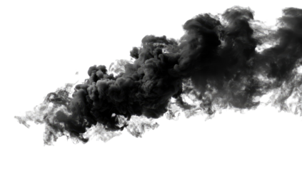 Dark, dense smoke plume against a black background