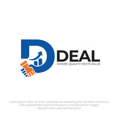 Letter d deal logo design with handshake symbol professional business