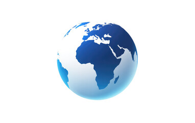 Naklejka premium Stylized, digital globe, continents highlighted in dark blue, light blue/white landmasses