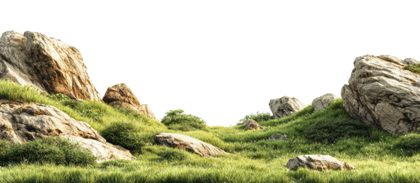 Rocky landscape with grassy terrain