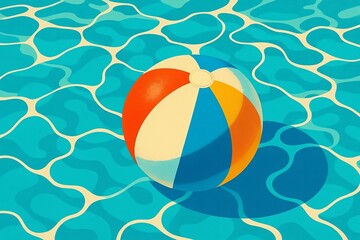 Beach ball floating on pool water Abstract summer concept of relaxation and fun